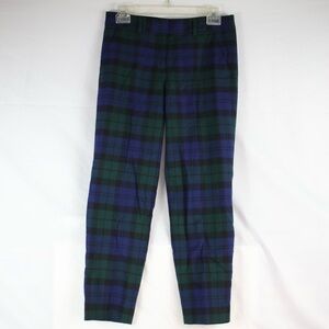 J.Crew Green & Blue Plaid Dress Pants Stretch Slacks Womens Size 0